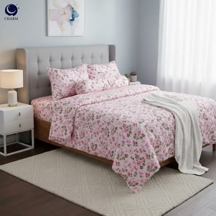 ชุดผ้าปูที่นอน 3.5 ฟุต 4 ชิ้น CHARM รุ่น CLASSIC ลาย ROSE GARDEN_1